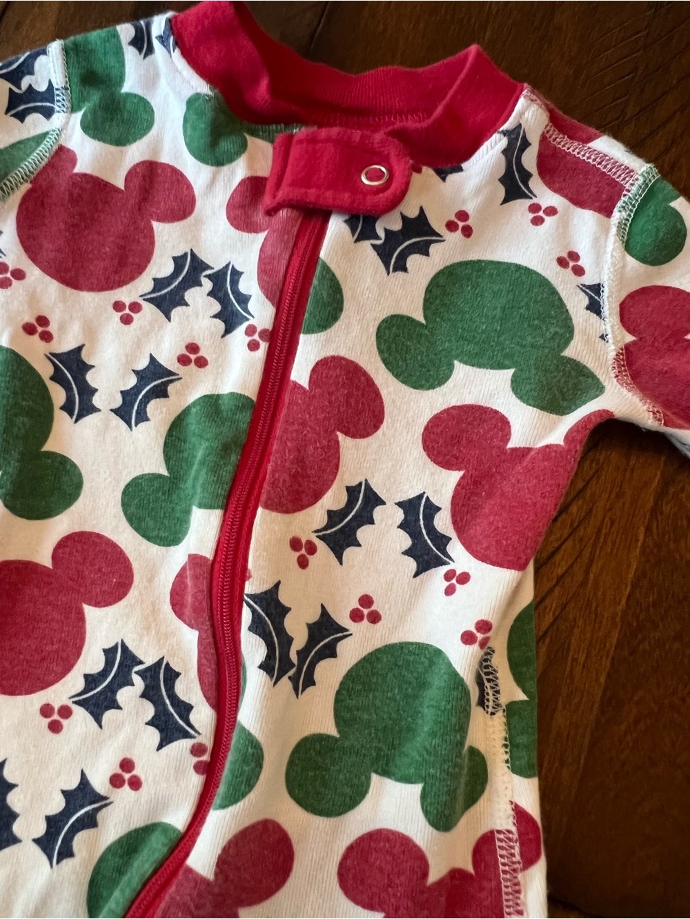 Disney Red & Green Mickey Holiday Onesie - Picture 2 of 4